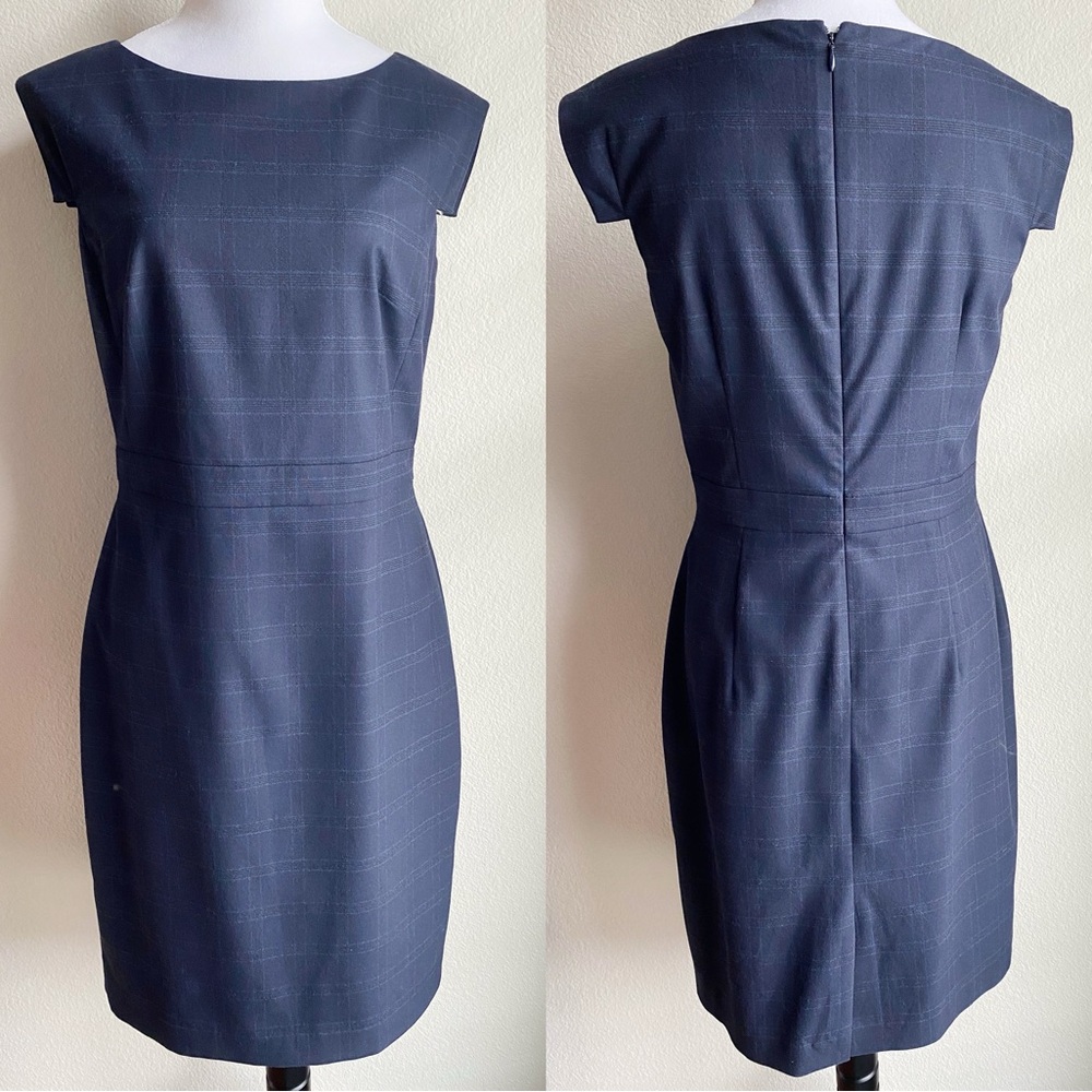 Ann Taylor Navy Cap-Sleeve Sheath Dress